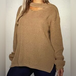 BOOHOO PLUS CHOKER SIDE SPLIT SWEATER Sz 12